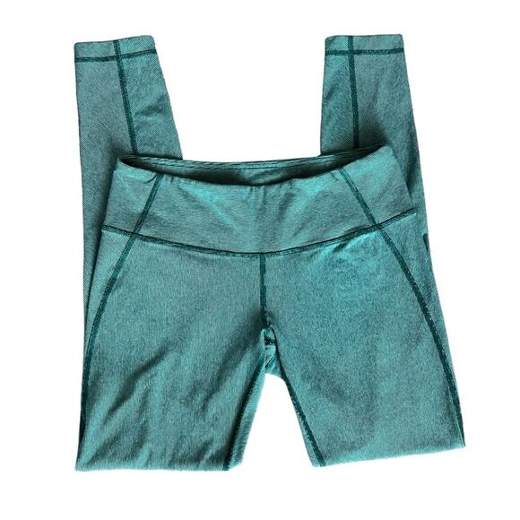 Lululemon Women’s Wunder Under Heathered Wee Stripe Menthol Green Leggings Sz 10 - Picture 3 of 11
